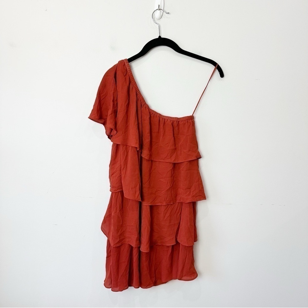 Urban Outfitters x Alice Iseult One Shoulder Tiered Mini Dress Terra Cotta - Picture 6 of 10